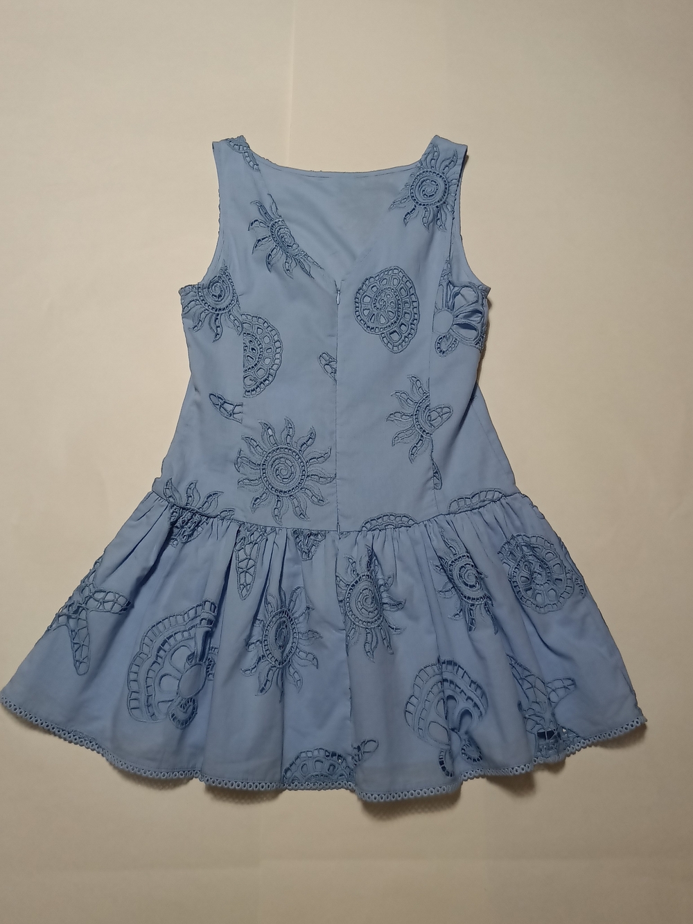 Caroline Constas Blue Embroidered Eyelet Starfish Cotton Mini Dress Size 10 - Picture 5 of 14